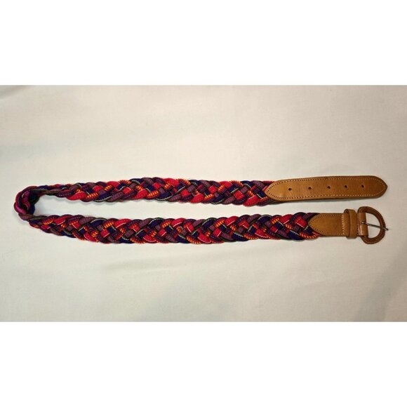 Vtg Guatemalan Woven Fabric Belt Sz M Tribal Southwestern Leather Buckel Ethnic - Picture 6 of 11